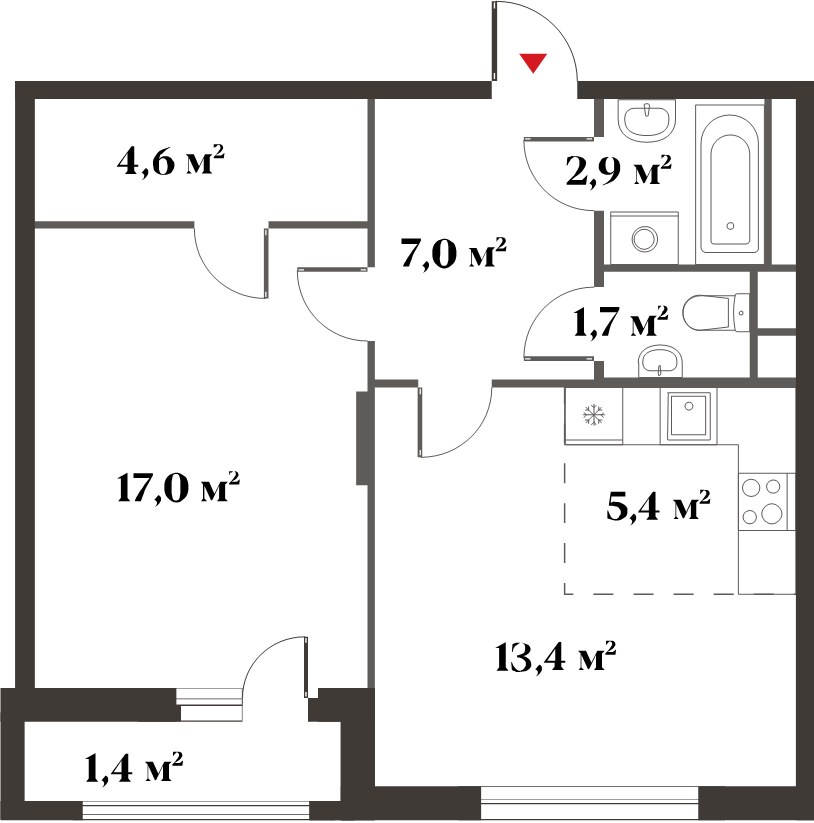 Планировка 52.0 м²