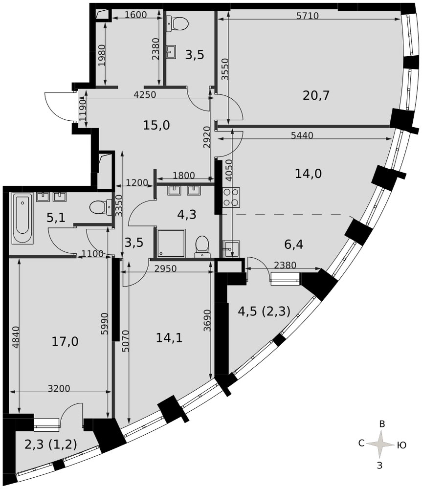 Планировка 106.1 м²