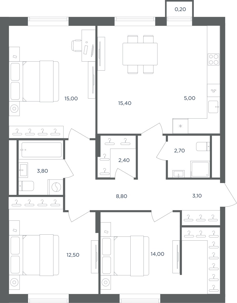 Планировка 82.7 м²