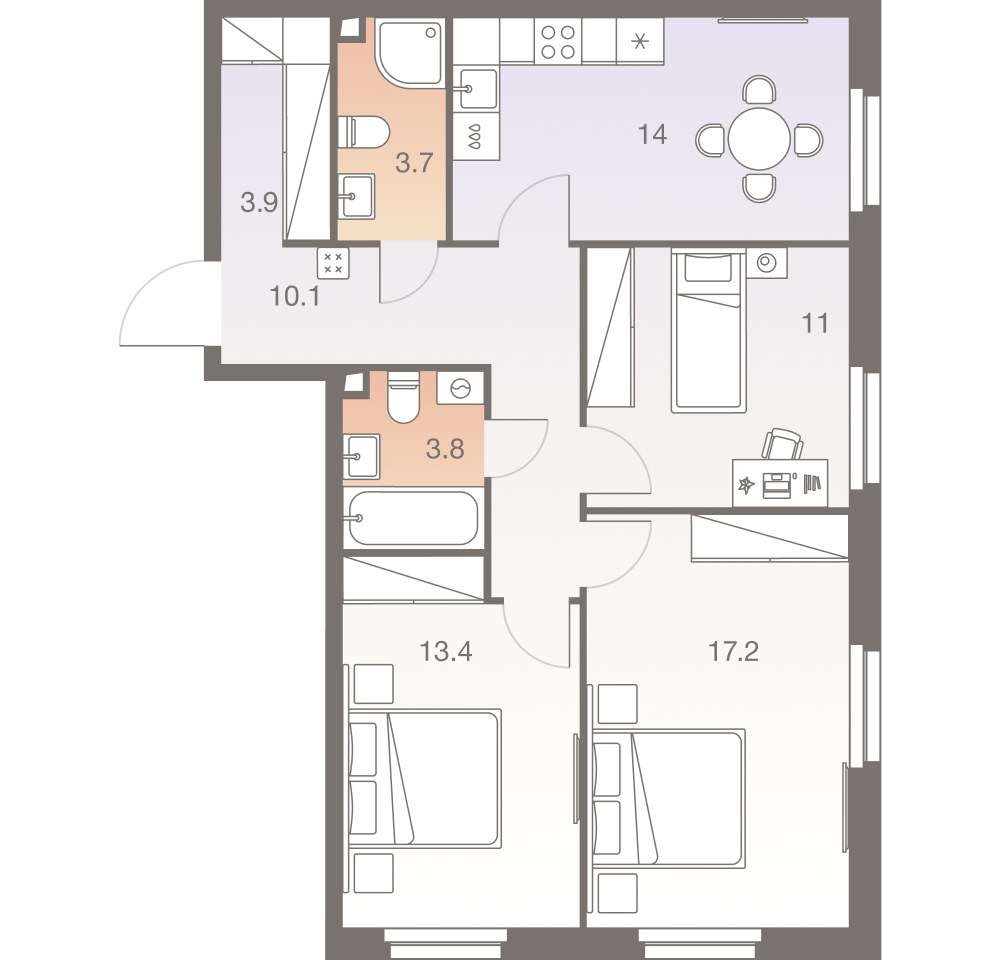Планировка 77.2 м²