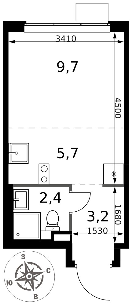 Планировка 21.0 м²