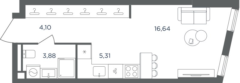Планировка 29.93 м²