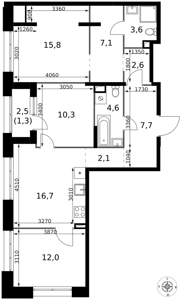 Планировка 83.8 м²