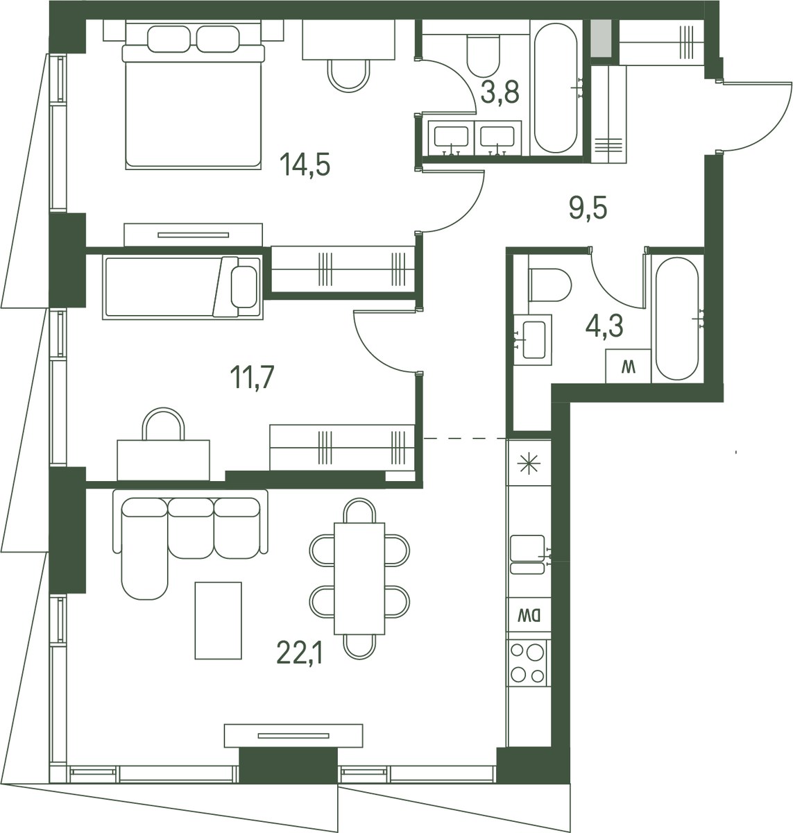 Планировка 65.9 м²