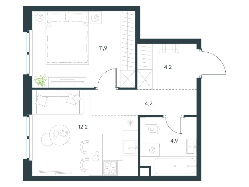 Планировка 37.4 м²