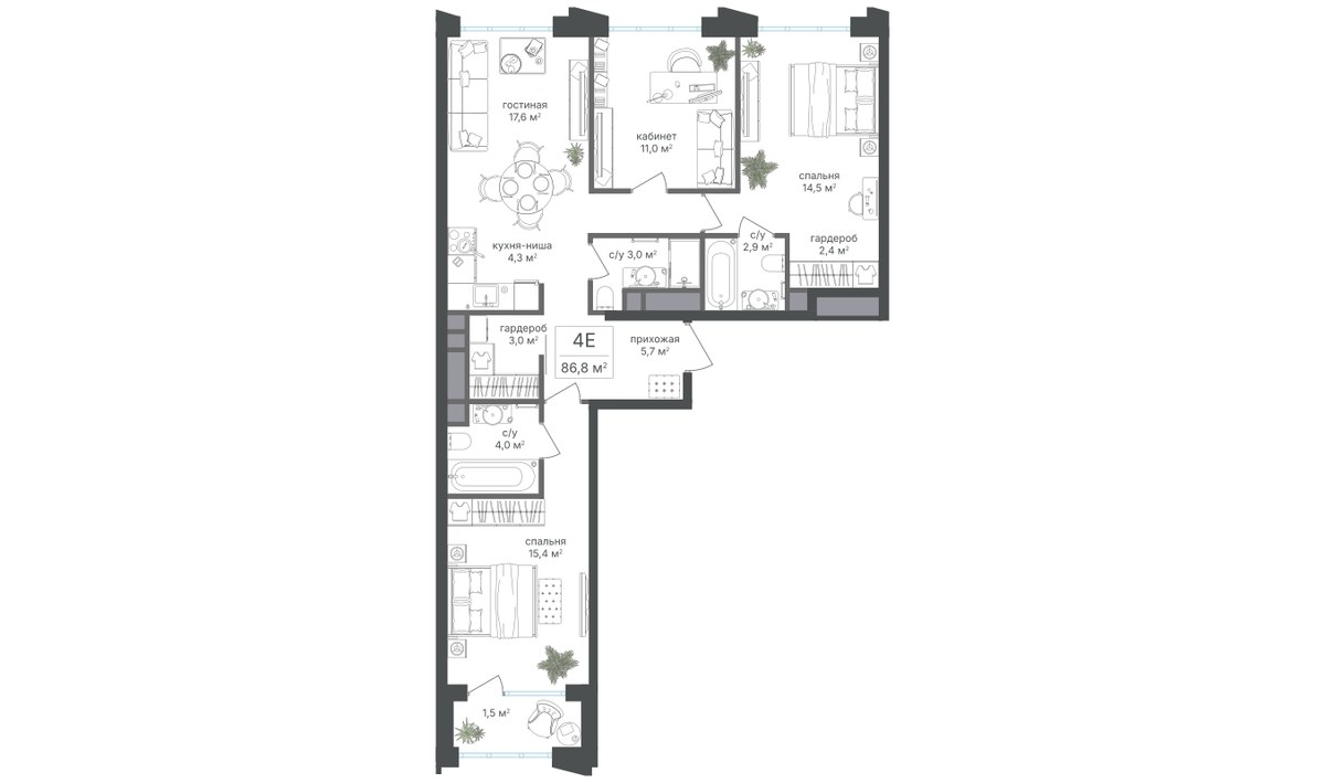 Планировка 85.3 м²