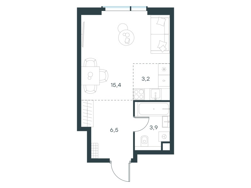 Планировка: Студия, 29.0 м²