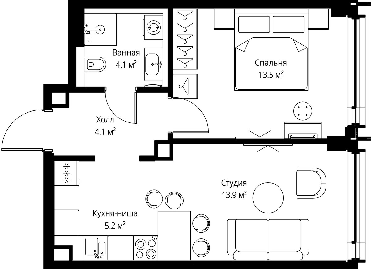 Планировка 40.8 м²