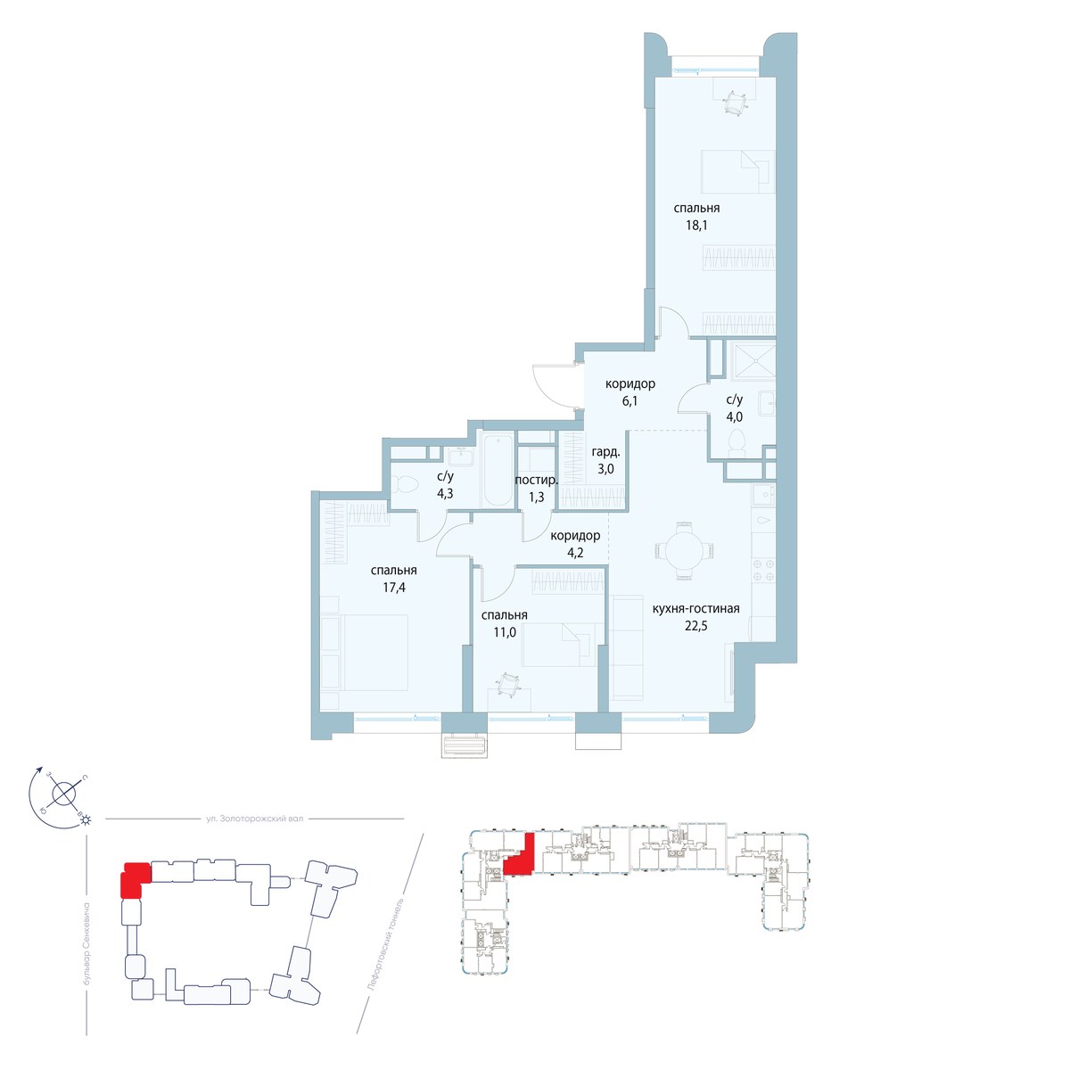 Планировка 91.9 м²