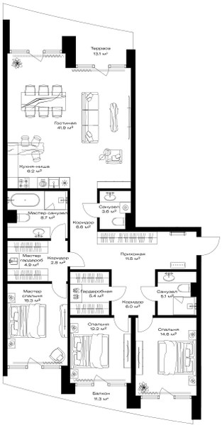 Планировка 152.1 м²