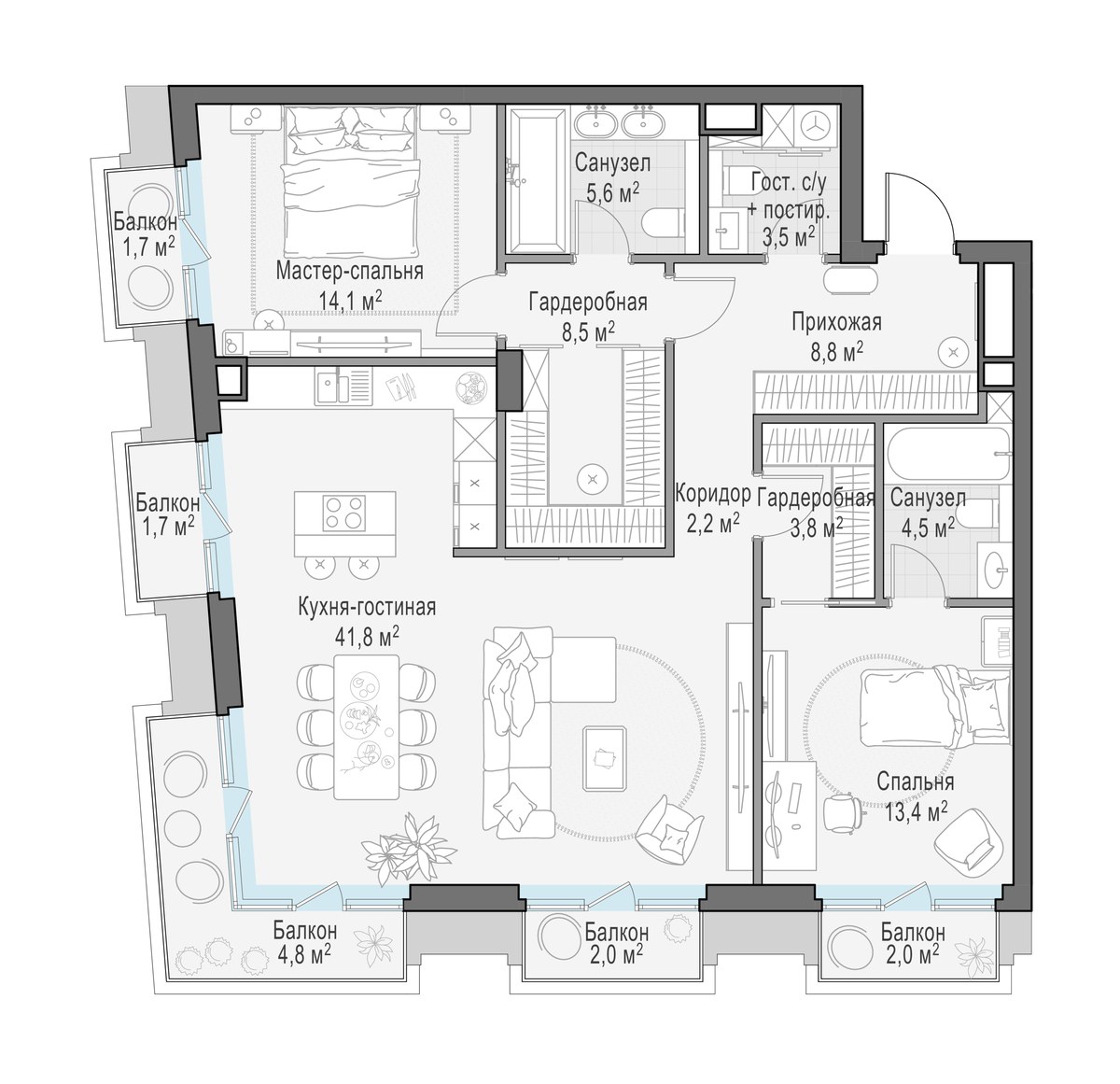 Планировка 111.9 м²