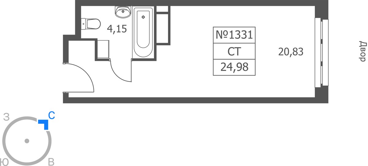 Планировка 24.98 м²
