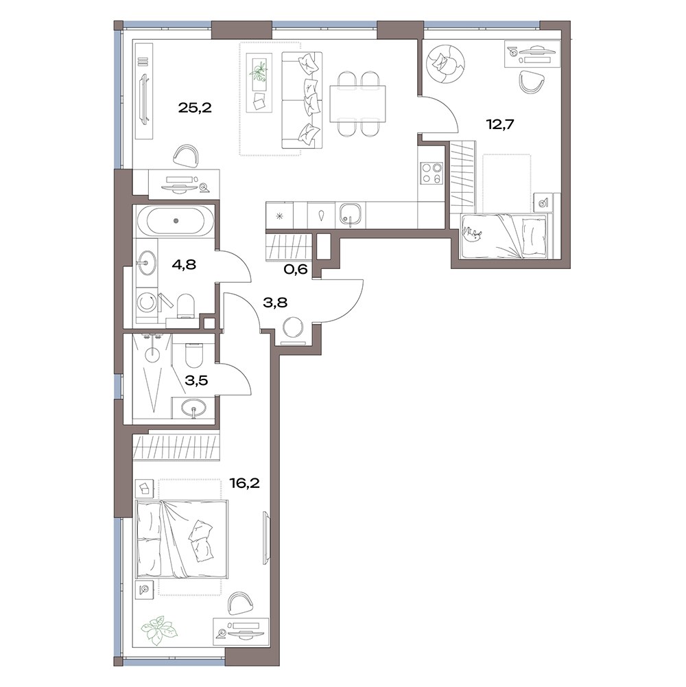 Планировка 66.8 м²