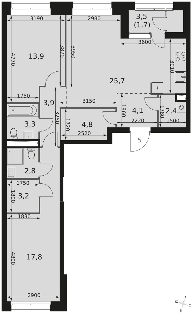 Планировка 83.6 м²