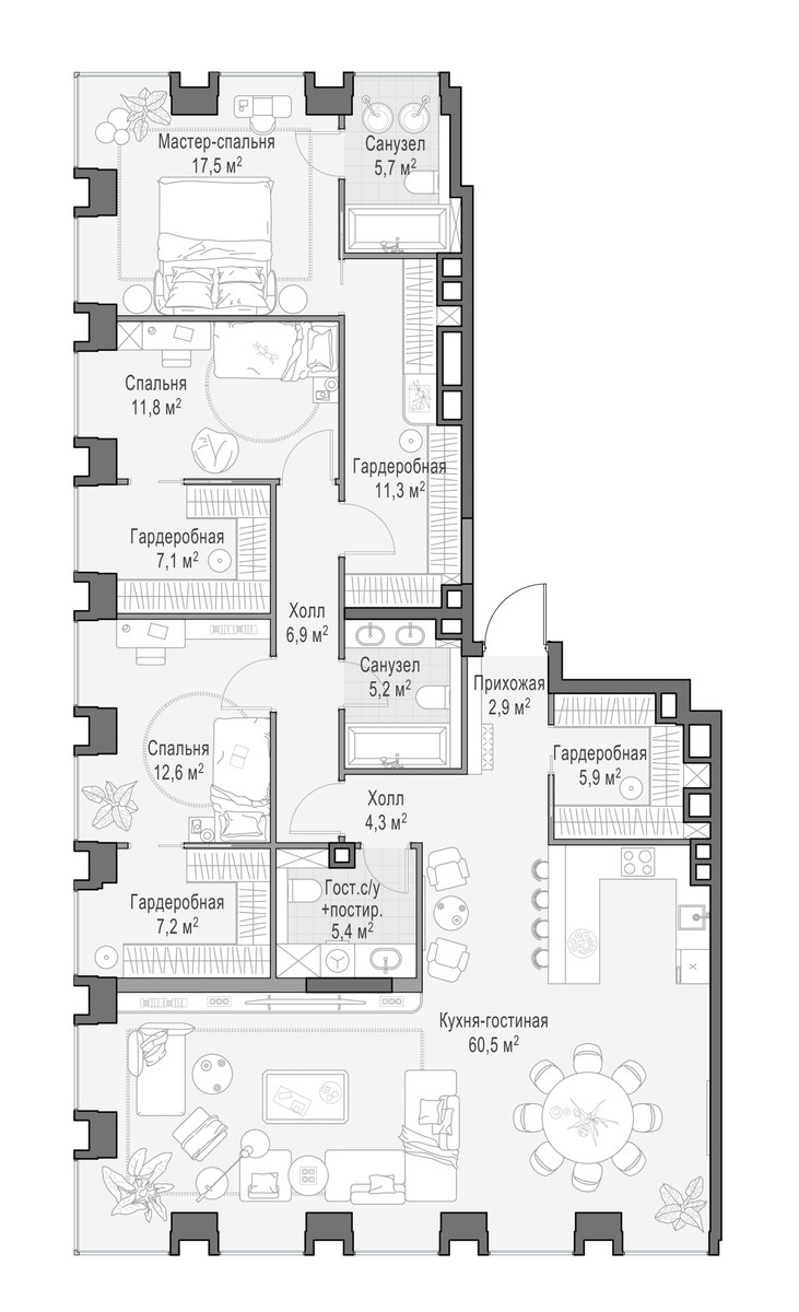 Планировка 163.7 м²