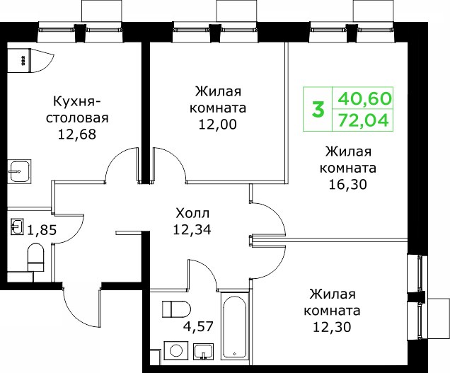 Планировка 72.1 м²