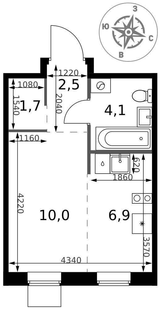 Планировка 25.2 м²