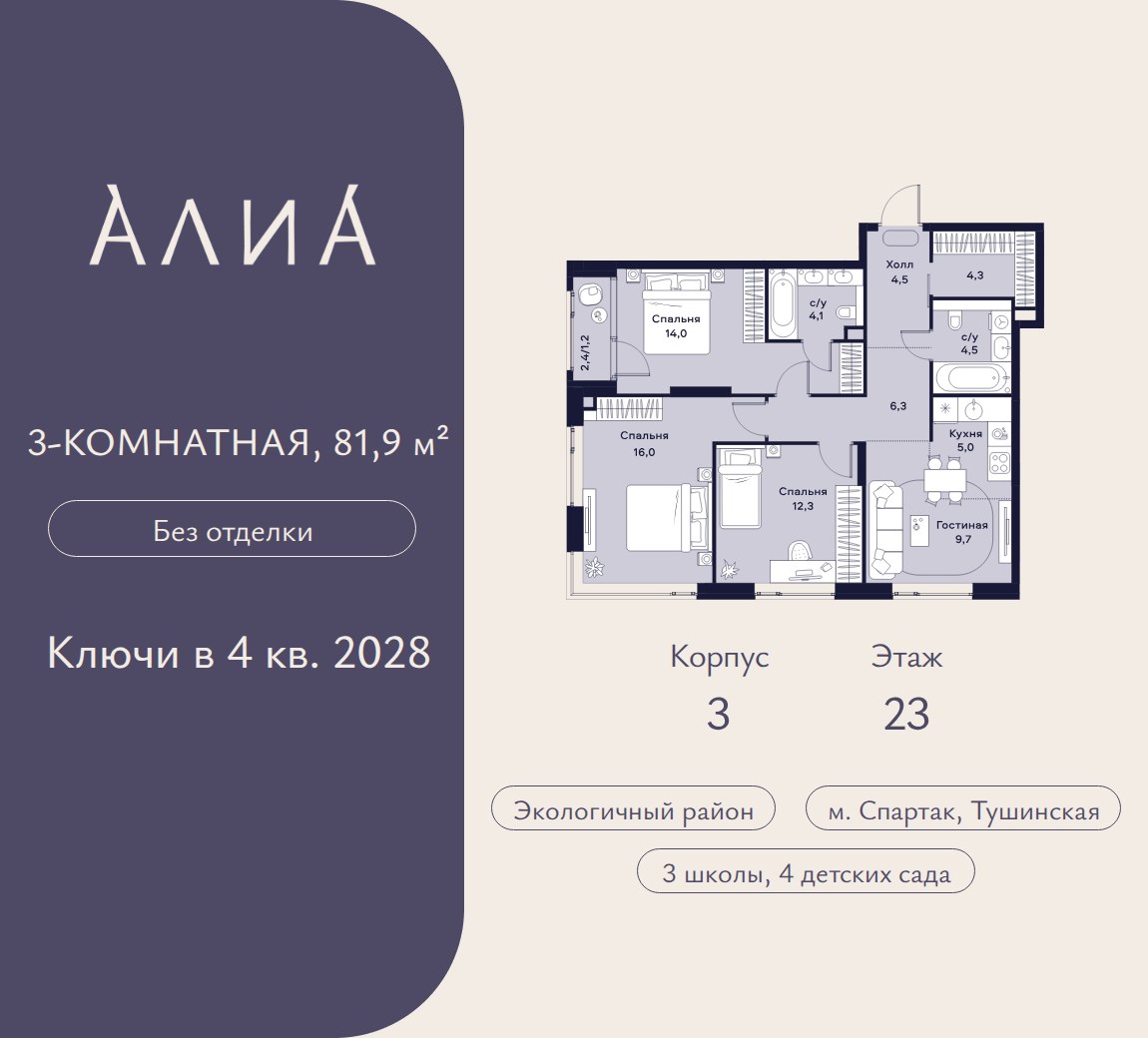 Планировка 81.9 м²