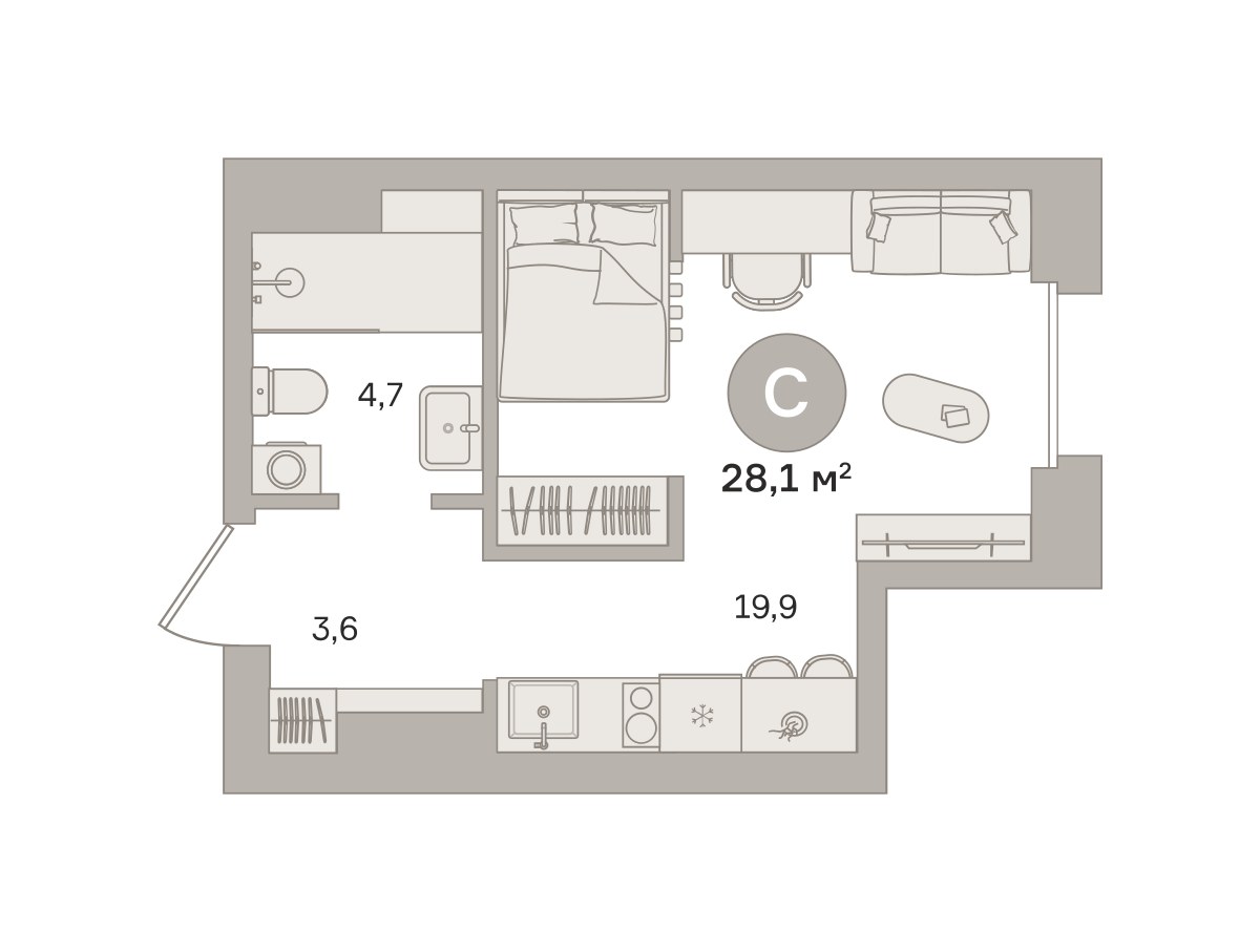 Планировка 27.64 м²