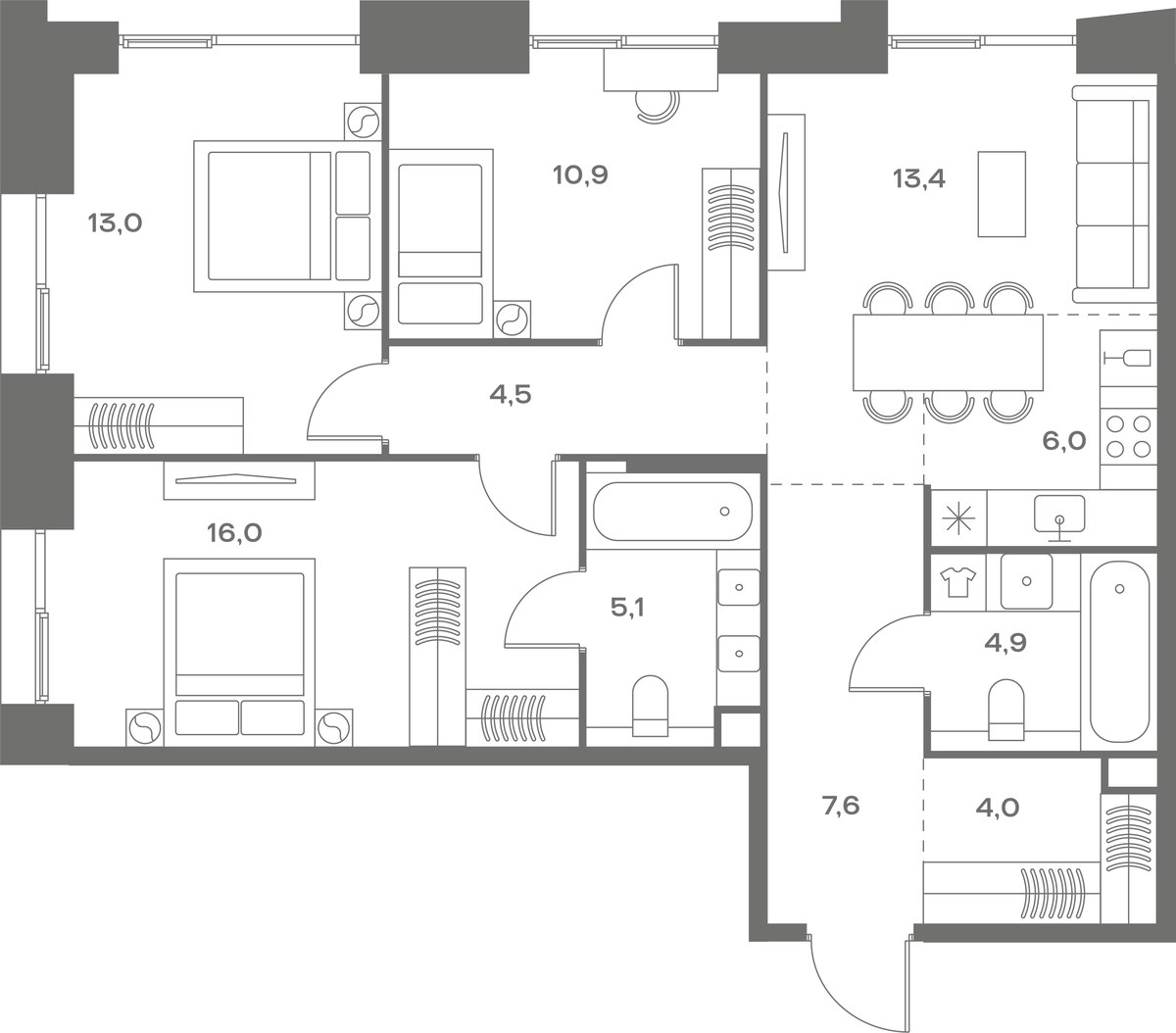 Планировка 85.4 м²