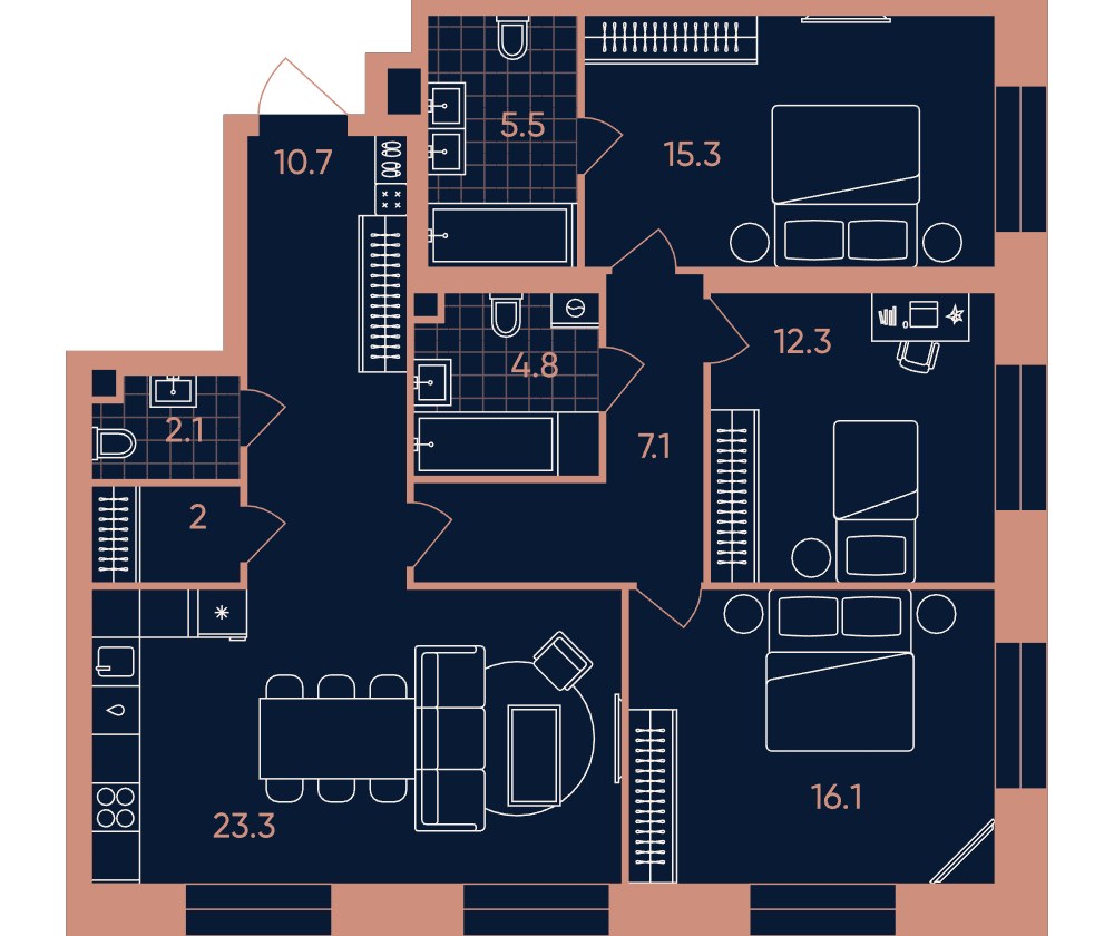 Планировка 99.2 м²