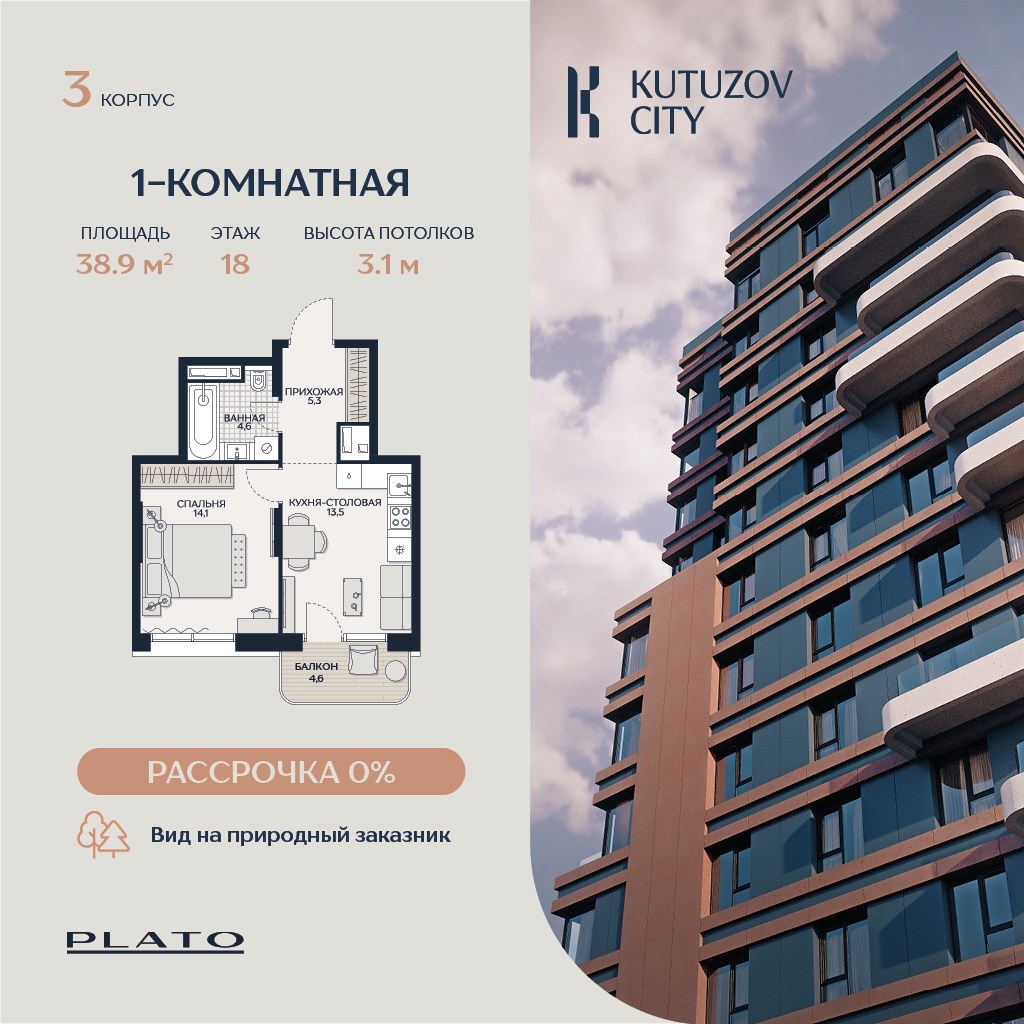 Планировка 38.9 м²