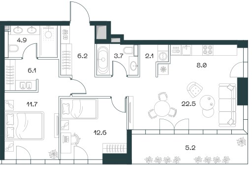 Планировка 83.0 м²