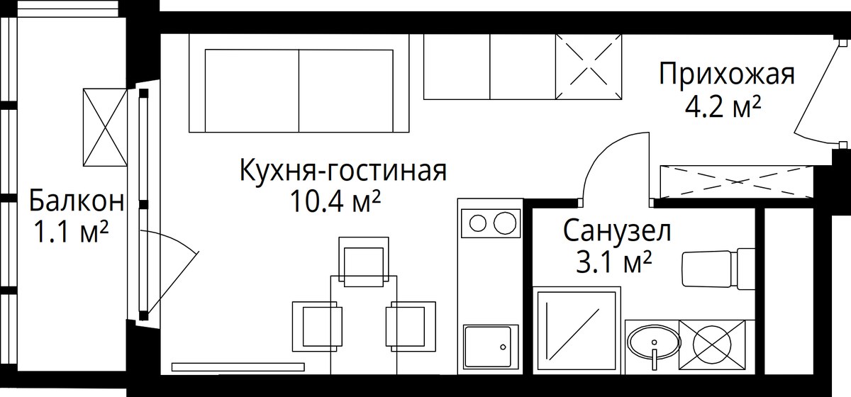 Планировка 18.8 м²