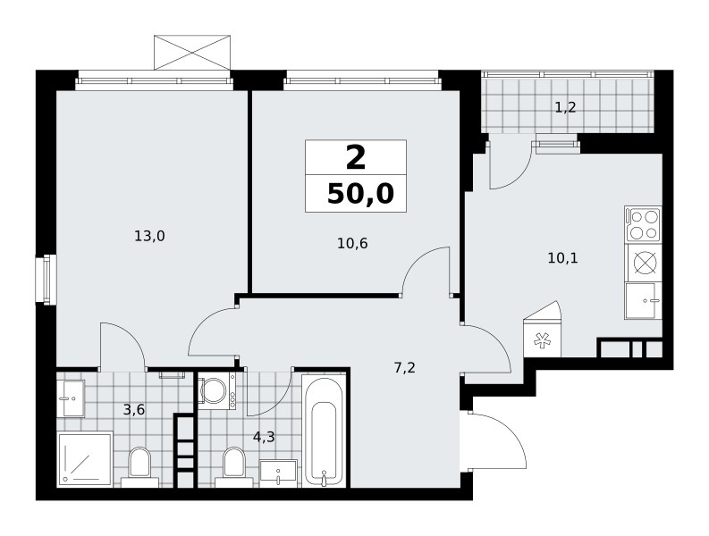 Планировка 50.0 м²