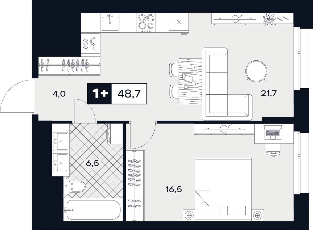 Планировка 48.7 м²