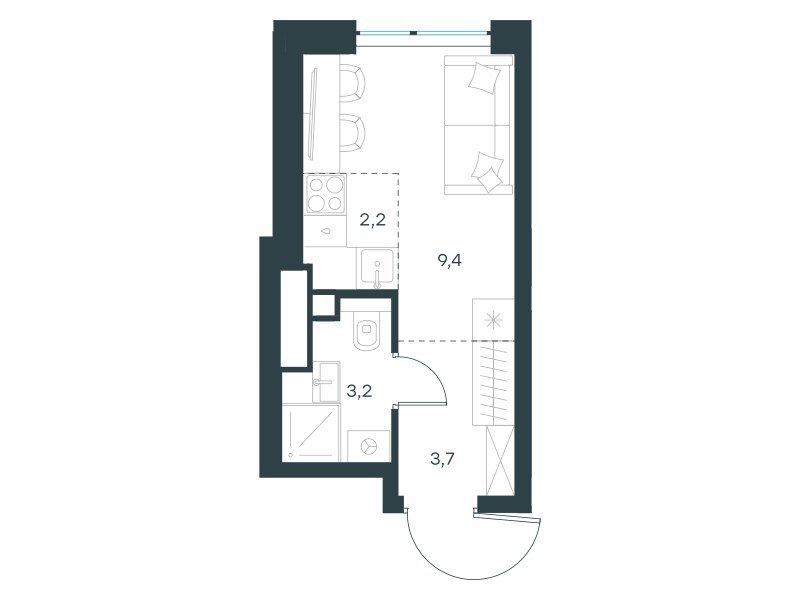 Планировка 18.7 м²