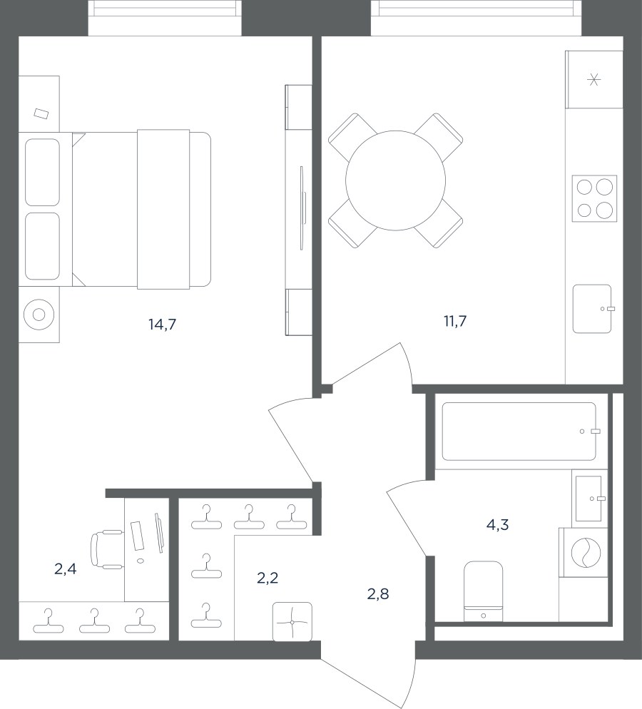 Планировка 38.1 м²