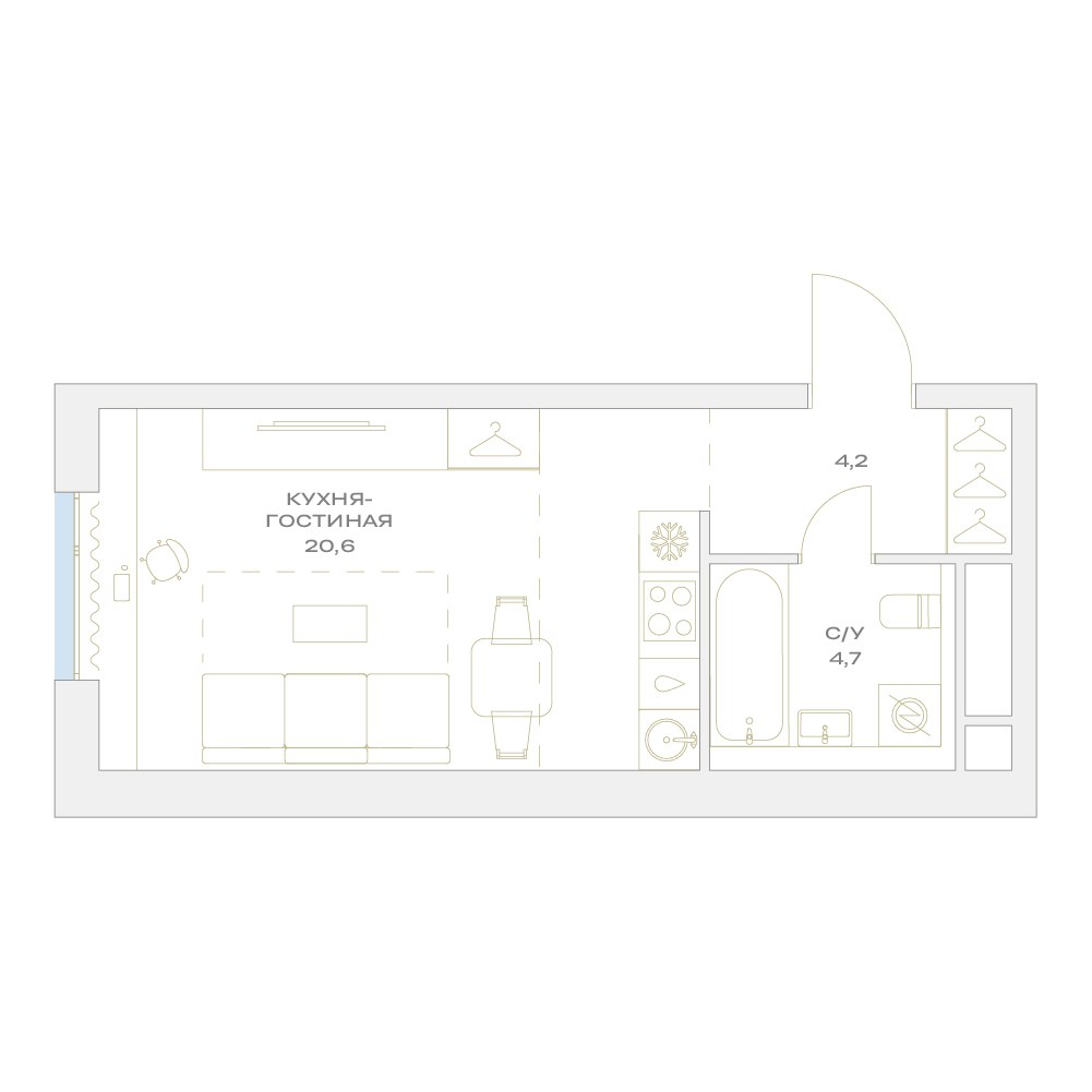 Планировка 29.5 м²