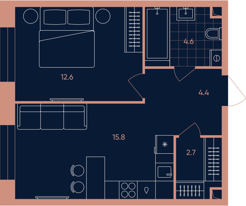 Планировка 40.5 м²