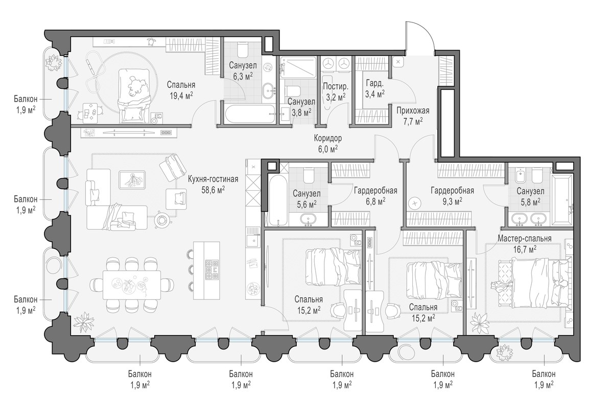 Планировка 186.9 м²