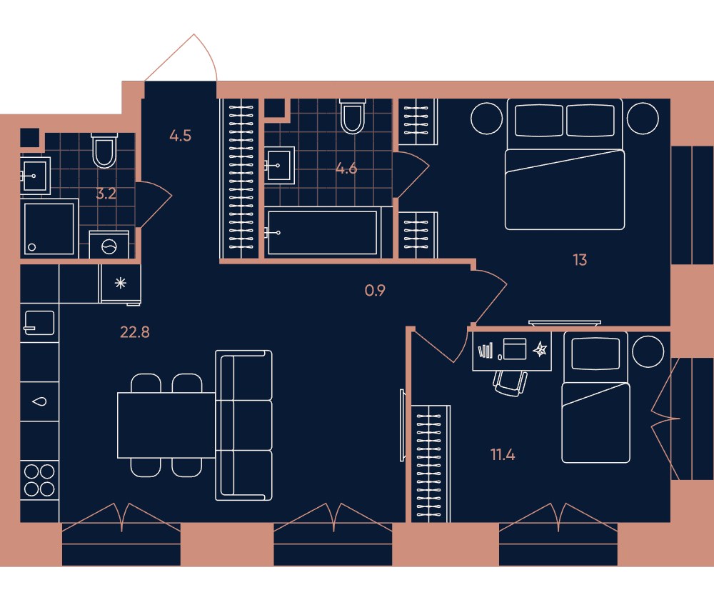 Планировка 60.4 м²