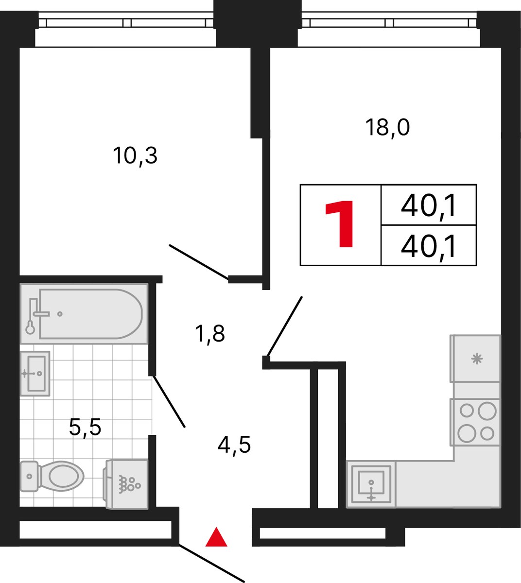Планировка 40.1 м²