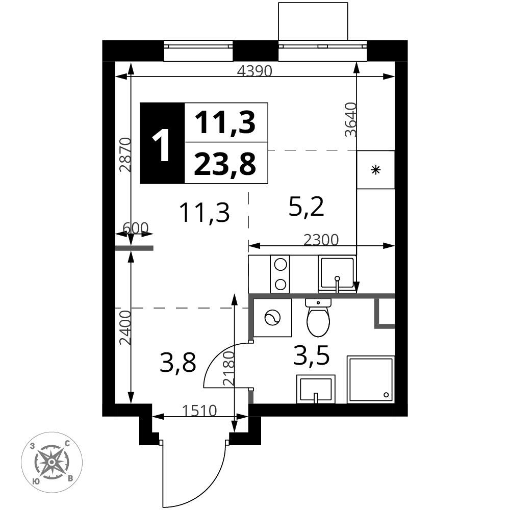 Планировка 23.8 м²