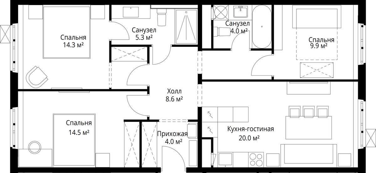 Планировка 80.6 м²