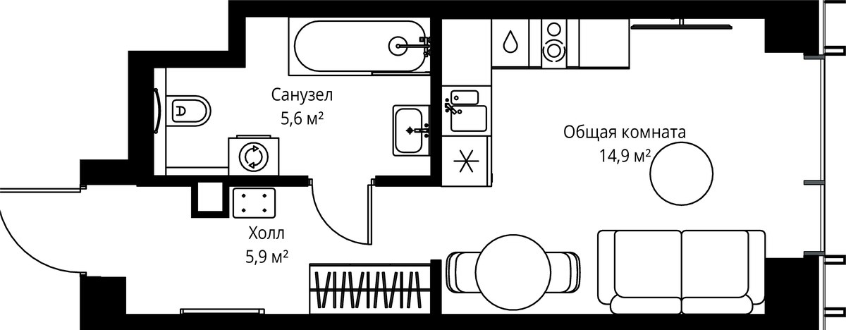 Планировка 26.4 м²