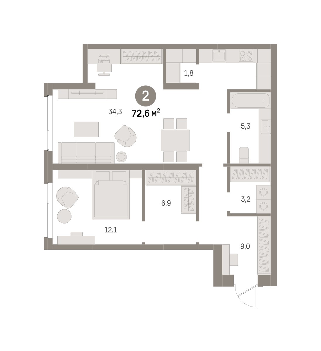 Планировка 72.6 м²