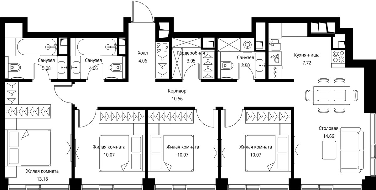 Планировка 96.08 м²