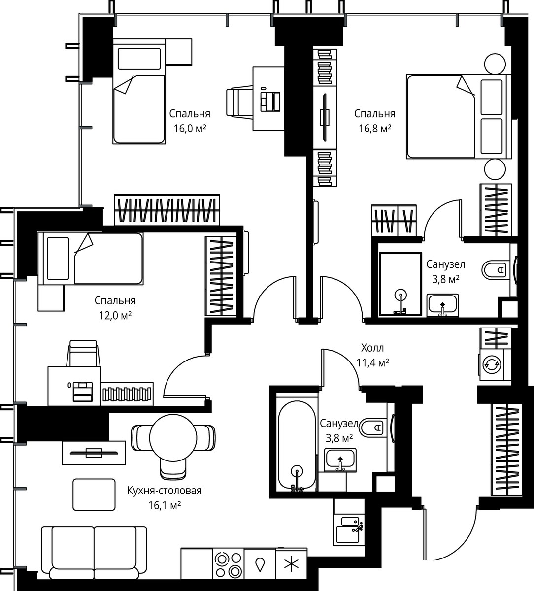Планировка 79.9 м²