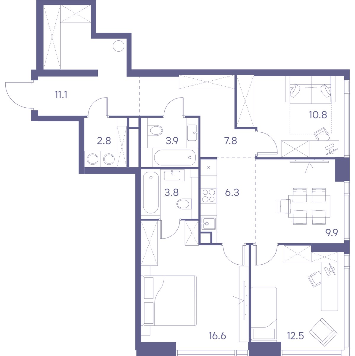 Планировка 85.5 м²