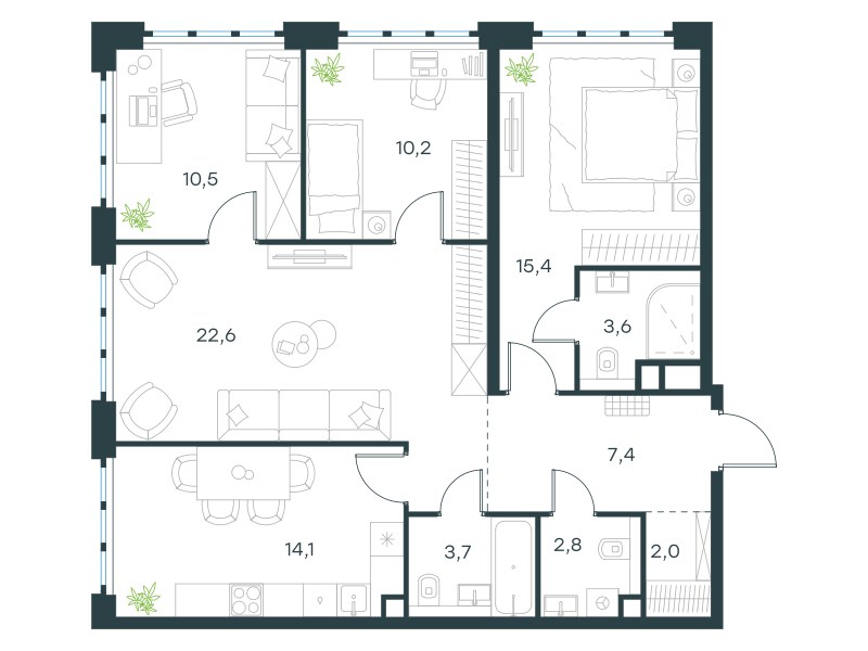 Планировка 92.3 м²