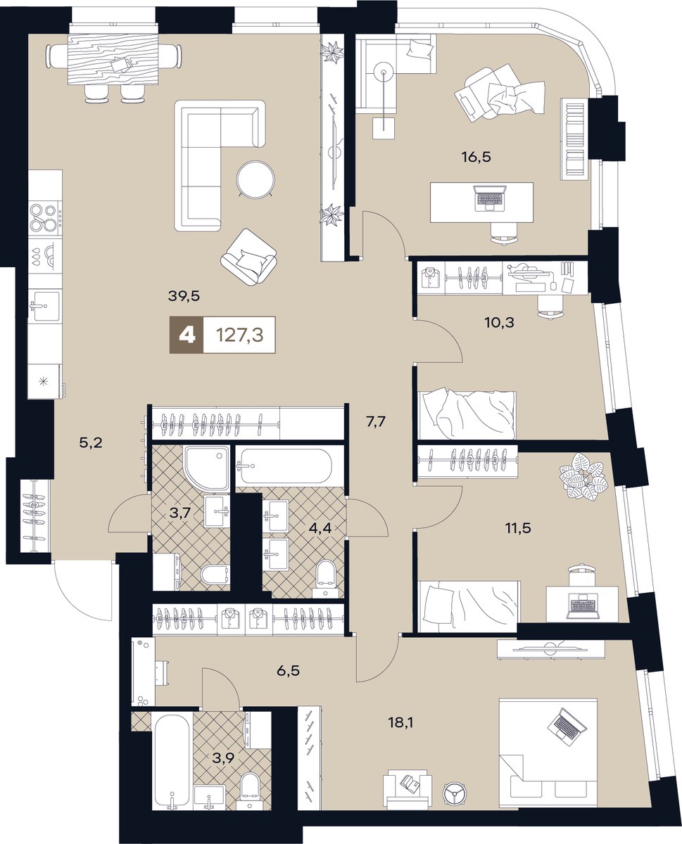 Планировка 127.3 м²