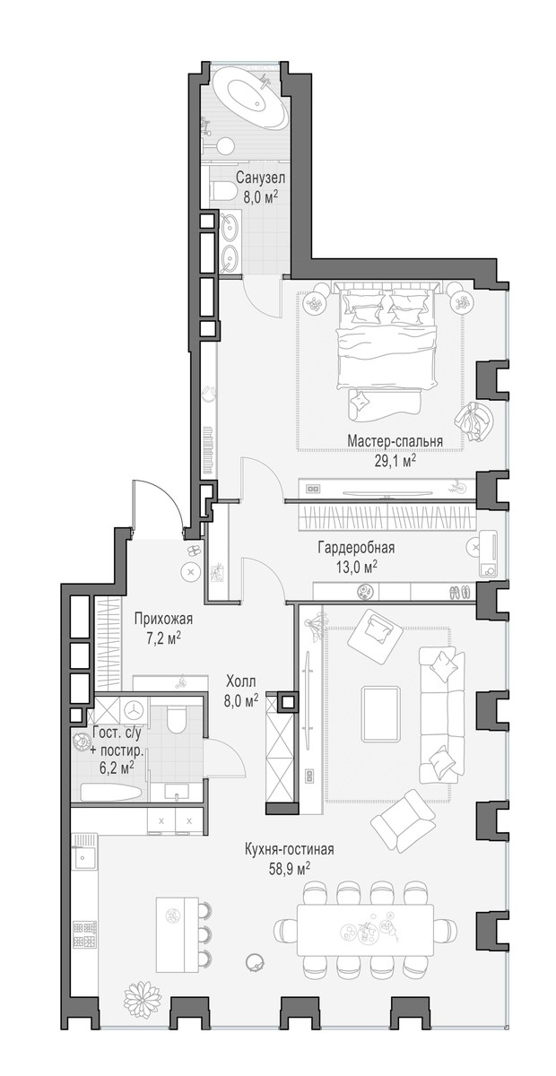 Планировка 128.3 м²