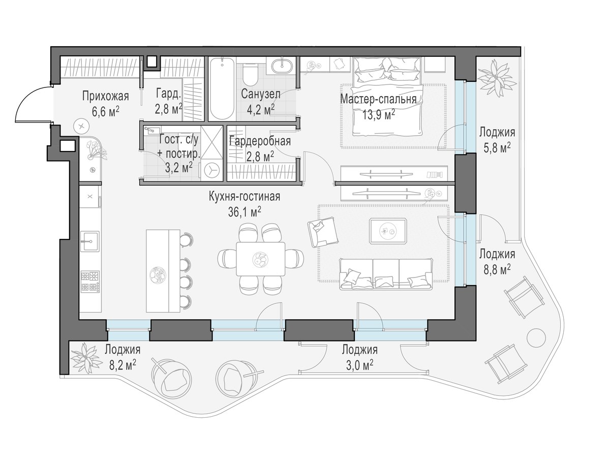 Планировка 83.0 м²