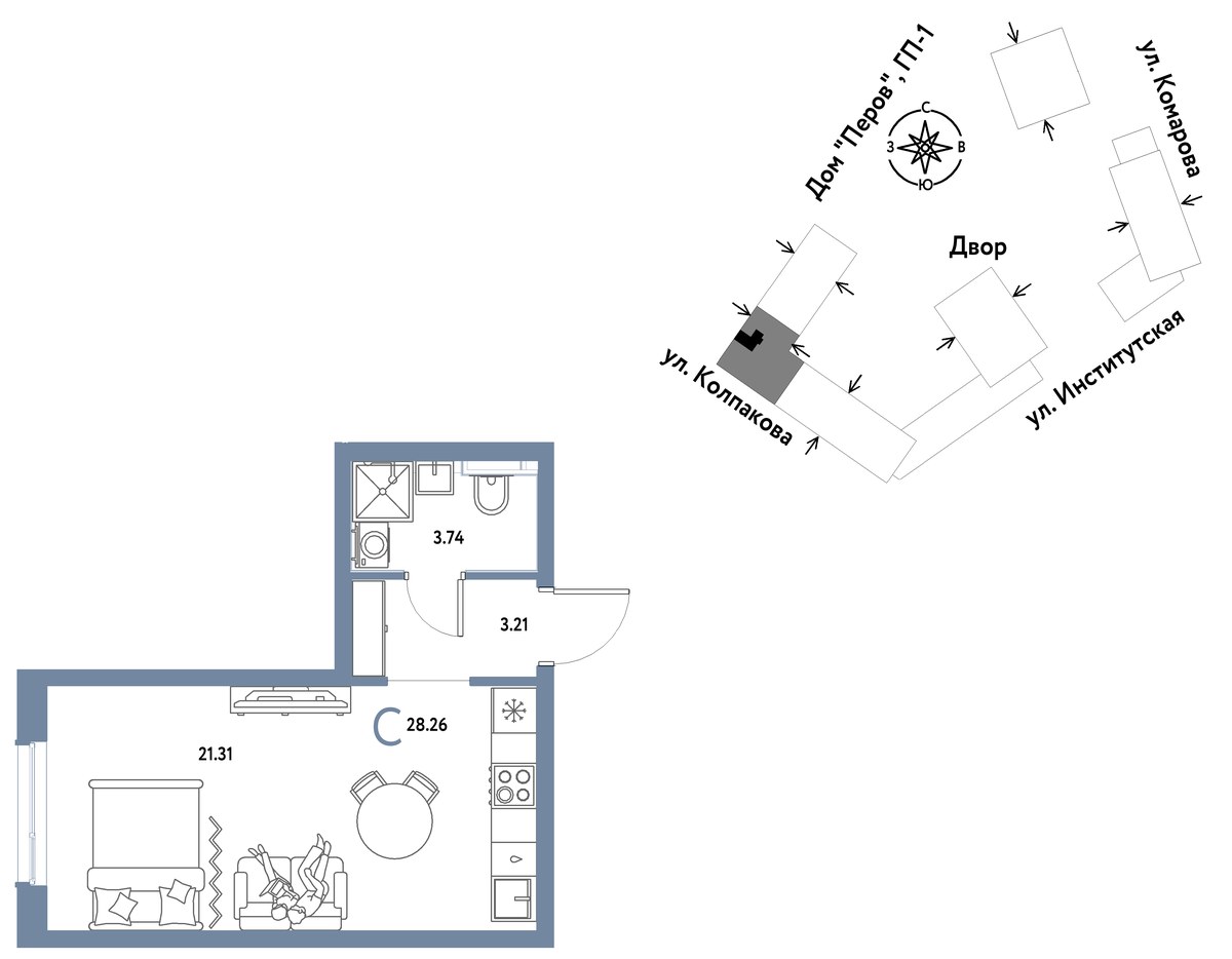 Планировка 28.26 м²