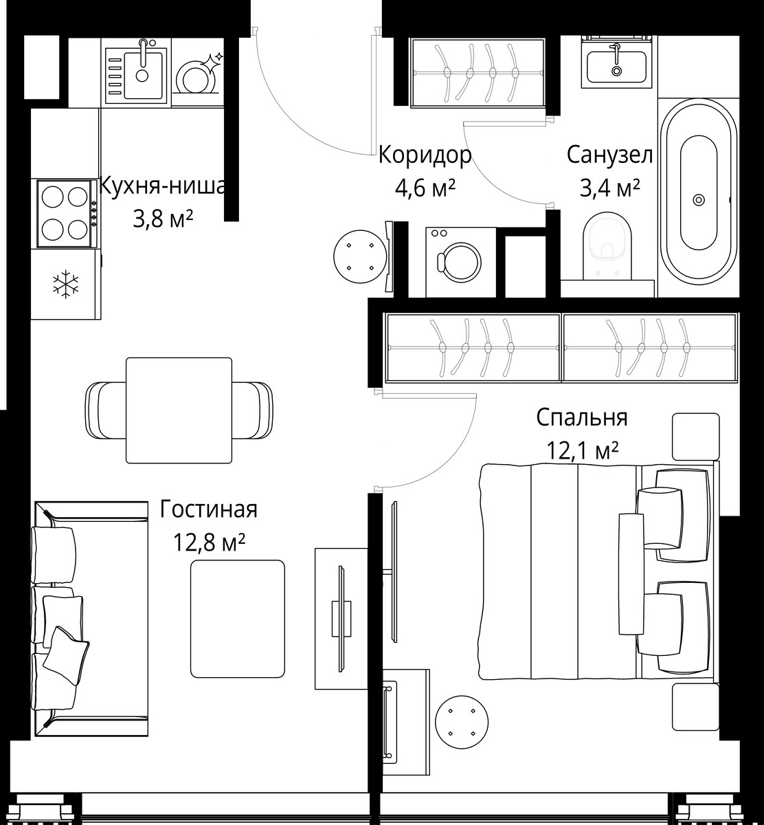 Планировка 36.7 м²